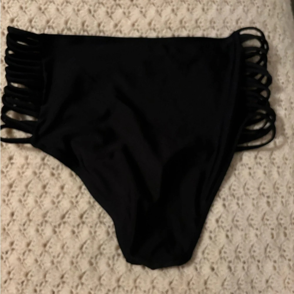 High Waisted Black Bikini Bottom - Picture 7 of 10